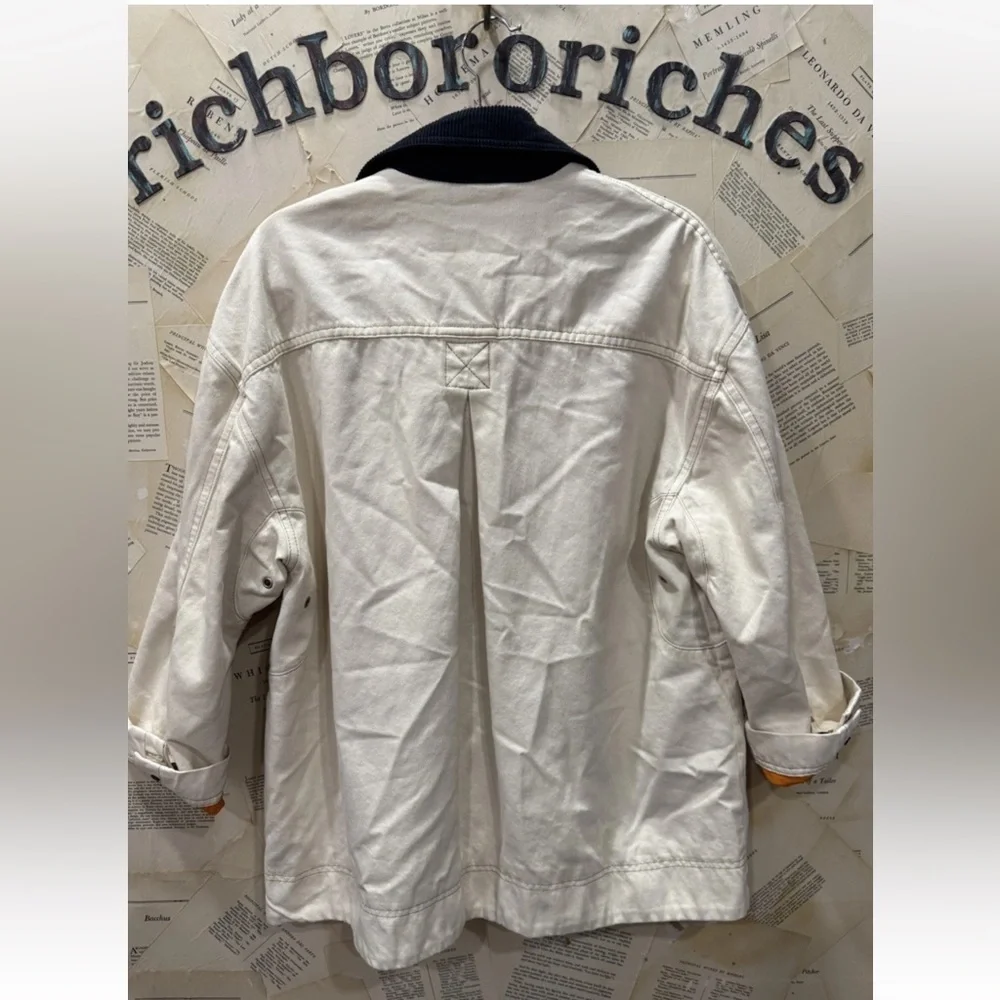 Free People Denim Barn Coat We The Free Denim Button Hook Closures  Ecru - Picture 8 of 8